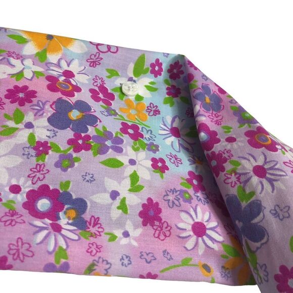 Vintage All Hours Top Womens XS Floral Oversized Roll Tab Sleeve Button 80s USA - Picture 5 of 16